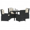 Zestaw do jadalni w ogrodzie 5 pcs Czarny polirattan