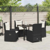 Zestaw do jadalni w ogrodzie 5 pcs Czarny polirattan