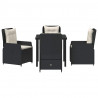 Zestaw do jadalni w ogrodzie 5 pcs Czarny polirattan