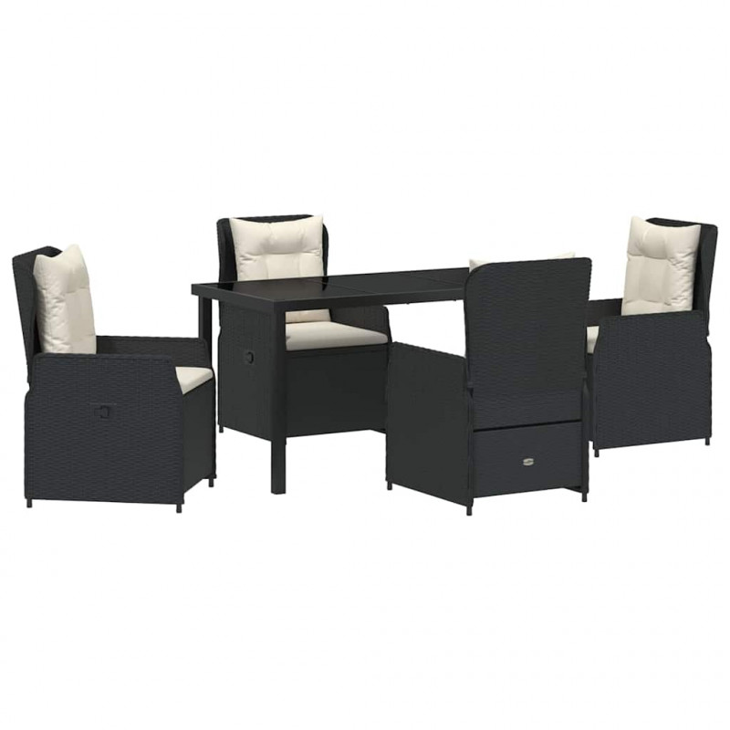 Zestaw do jadalni w ogrodzie 5 pcs Czarny polirattan