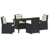 Zestaw do jadalni w ogrodzie 5 pcs Czarny polirattan