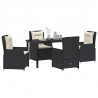 Zestaw do jadalni w ogrodzie 5 pcs Czarny polirattan