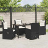 Zestaw do jadalni w ogrodzie 5 pcs Czarny polirattan