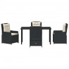 Zestaw do jadalni w ogrodzie 5 pcs Czarny polirattan