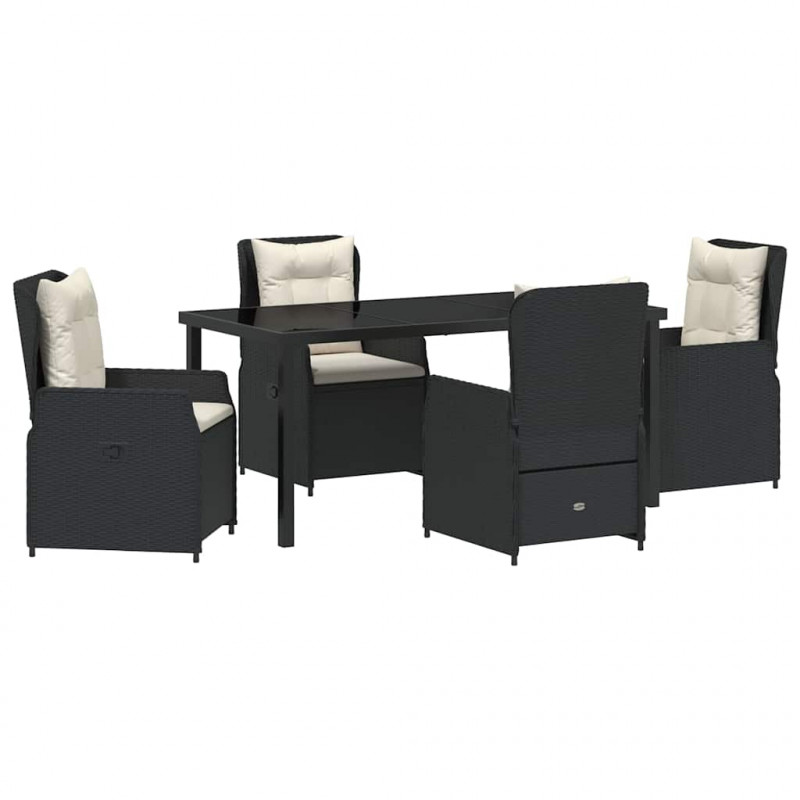 Zestaw do jadalni w ogrodzie 5 pcs Czarny polirattan