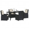 Zestaw do jadalni w ogrodzie 5 pcs Czarny polirattan