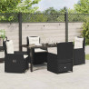 Zestaw do jadalni w ogrodzie 5 pcs Czarny polirattan