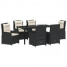 Zestaw do jadalni w ogrodzie 7 pcs Czarny polirattan