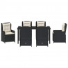 Zestaw do jadalni w ogrodzie 7 pcs Czarny polirattan