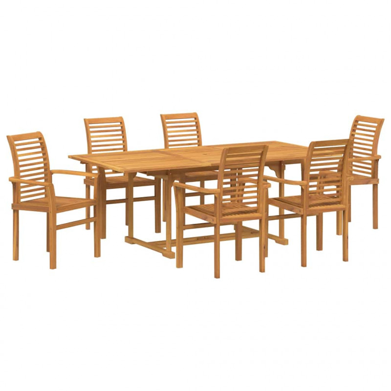Zestaw do jadalni w ogrodzie 7 pcs Brązowy Lite drewno teakowe