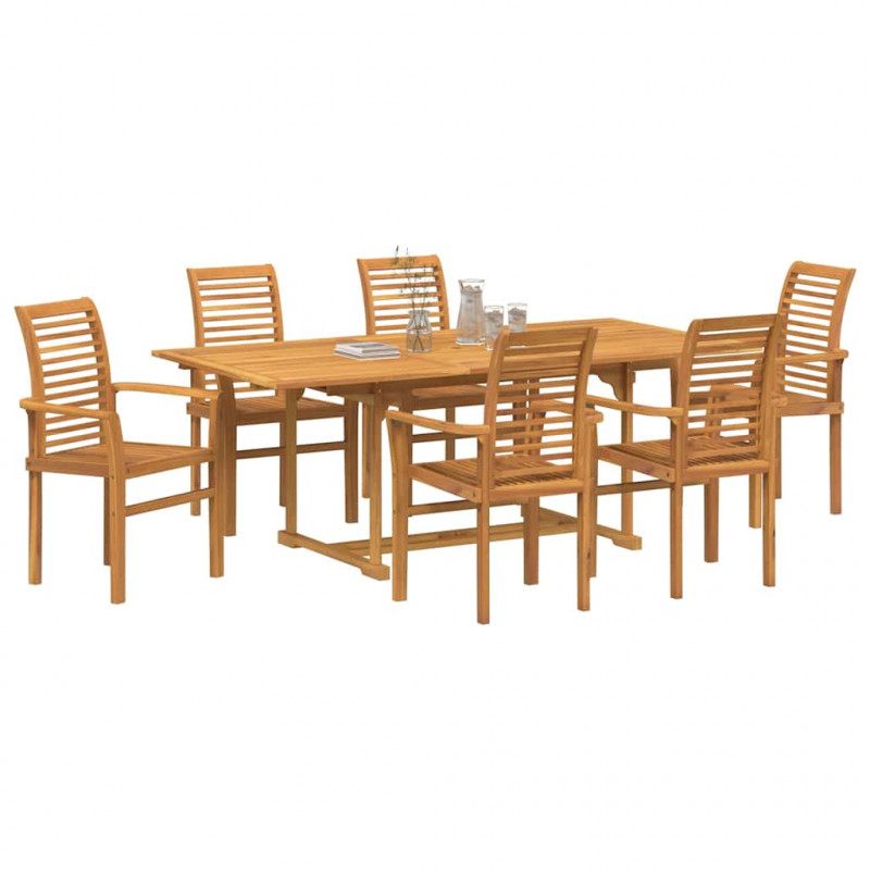 Zestaw do jadalni w ogrodzie 7 pcs Brązowy Lite drewno teakowe