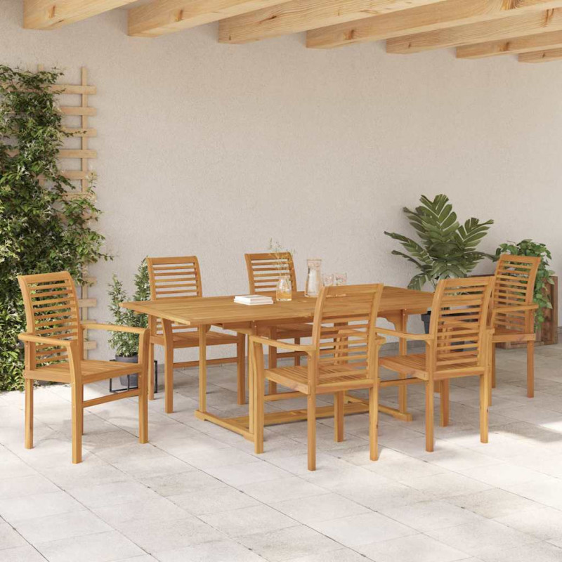Zestaw do jadalni w ogrodzie 7 pcs Brązowy Lite drewno teakowe
