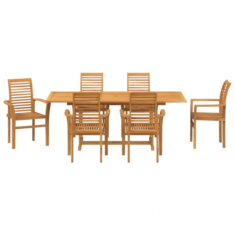 Zestaw do jadalni w ogrodzie 7 pcs Brązowy Lite drewno teakowe