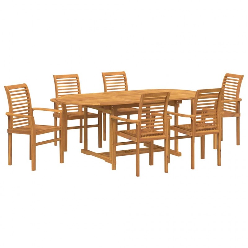 Zestaw do jadalni w ogrodzie 7 pcs Brązowy Lite drewno teakowe