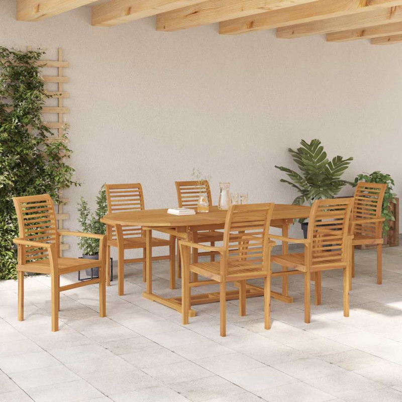 Zestaw do jadalni w ogrodzie 7 pcs Brązowy Lite drewno teakowe