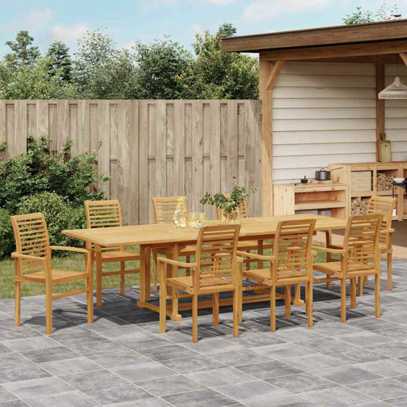Zestaw do jadalni w ogrodzie 9 pcs Brązowy Lite drewno teakowe
