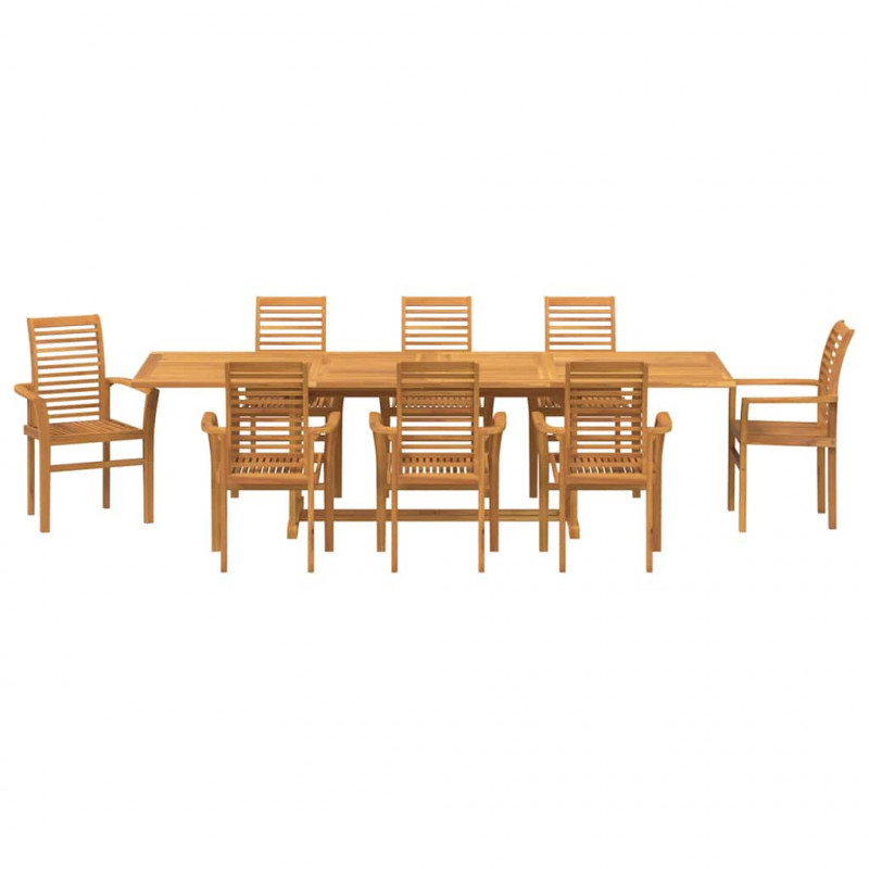 Zestaw do jadalni w ogrodzie 9 pcs Brązowy Lite drewno teakowe