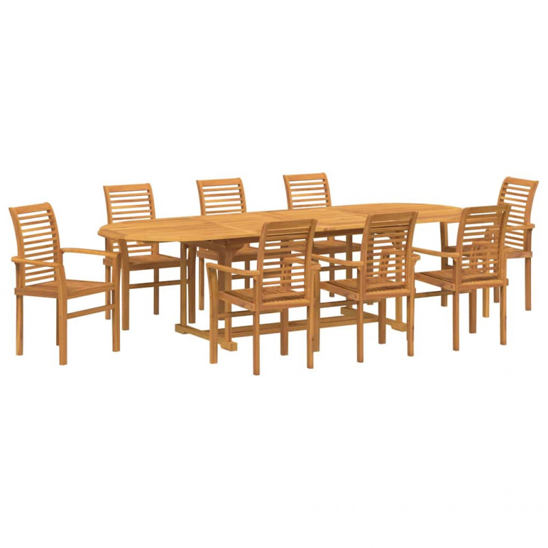 Zestaw do jadalni w ogrodzie 9 pcs Lite drewno teakowe