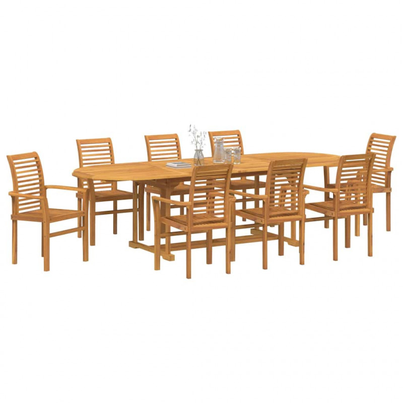 Zestaw do jadalni w ogrodzie 9 pcs Lite drewno teakowe