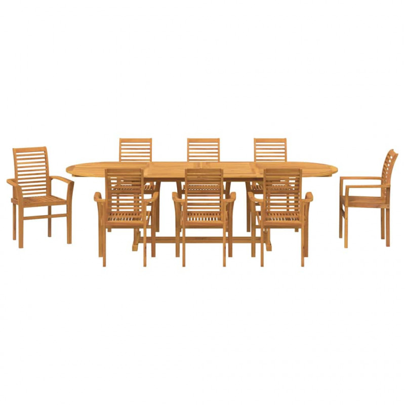 Zestaw do jadalni w ogrodzie 9 pcs Lite drewno teakowe