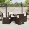 Zestaw do jadalni w ogrodzie 5 pcs Brązowy polirattan