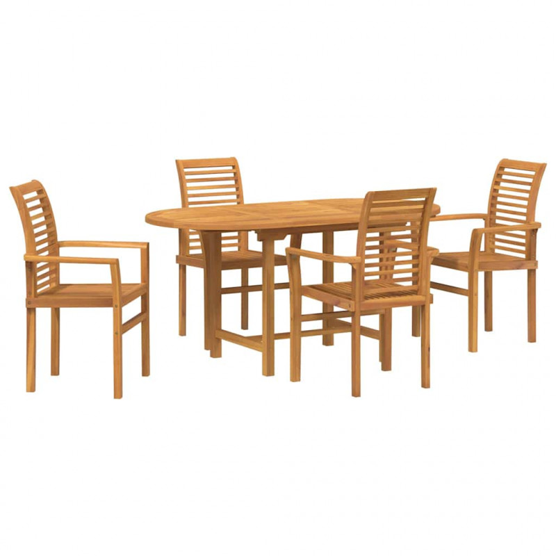 Zestaw do jadalni w ogrodzie 5 pcs Brązowy Lite drewno teakowe