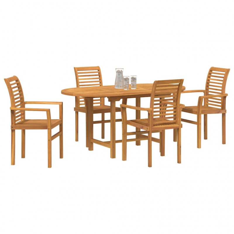 Zestaw do jadalni w ogrodzie 5 pcs Brązowy Lite drewno teakowe