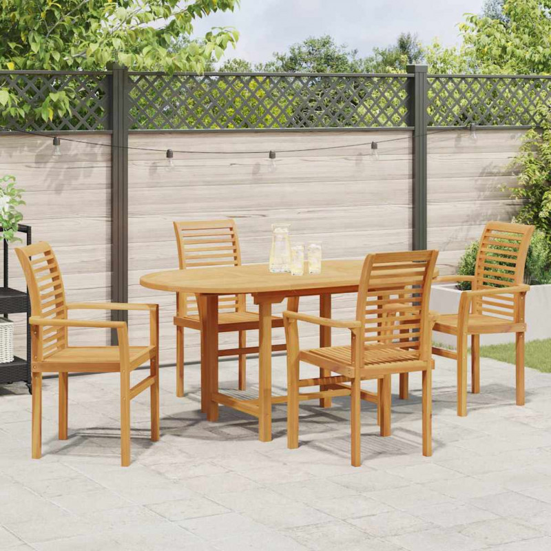 Zestaw do jadalni w ogrodzie 5 pcs Brązowy Lite drewno teakowe