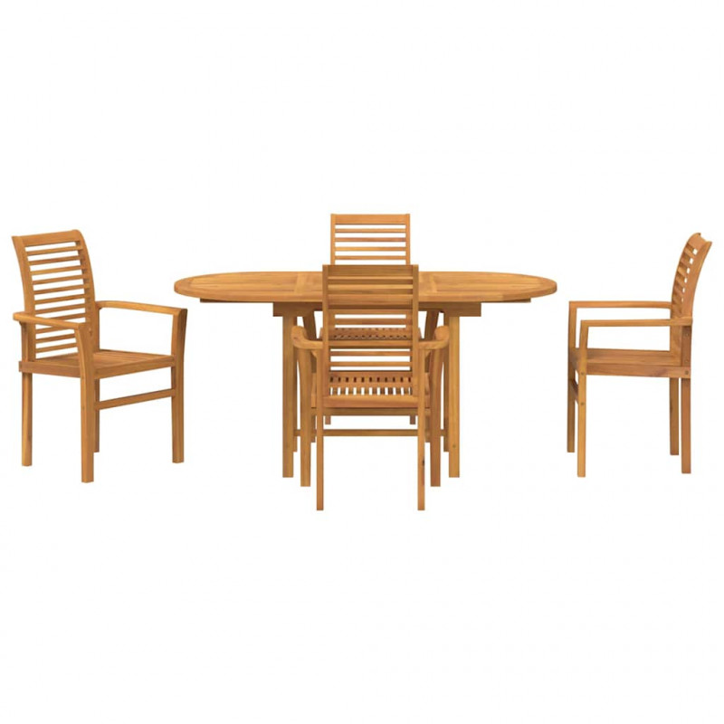 Zestaw do jadalni w ogrodzie 5 pcs Brązowy Lite drewno teakowe