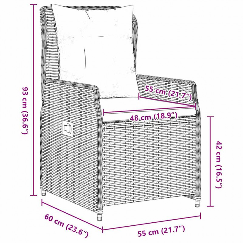 Zestaw do jadalni w ogrodzie 5 pcs Brązowy polirattan