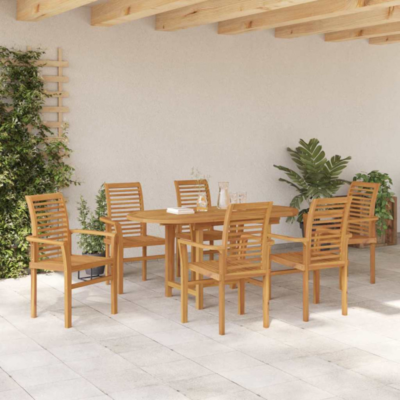 Zestaw do jadalni w ogrodzie 7 pcs Brązowy Lite drewno teakowe