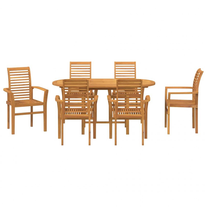 Zestaw do jadalni w ogrodzie 7 pcs Brązowy Lite drewno teakowe