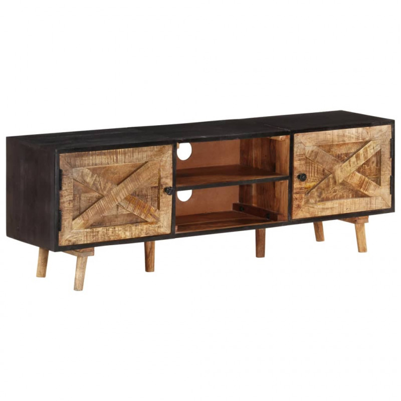 Szafka pod TV, 140x30x46 cm, surowe drewno mango i akacjowe