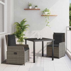 Zestaw do jadalni w ogrodzie 3 pcs Szary polirattan