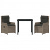 Zestaw do jadalni w ogrodzie 3 pcs Szary polirattan