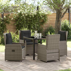 Zestaw do jadalni w ogrodzie 5 pcs Szary polirattan