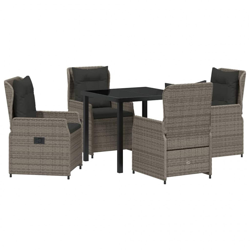 Zestaw do jadalni w ogrodzie 5 pcs Szary polirattan