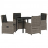 Zestaw do jadalni w ogrodzie 5 pcs Szary polirattan