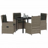 Zestaw do jadalni w ogrodzie 5 pcs Szary polirattan