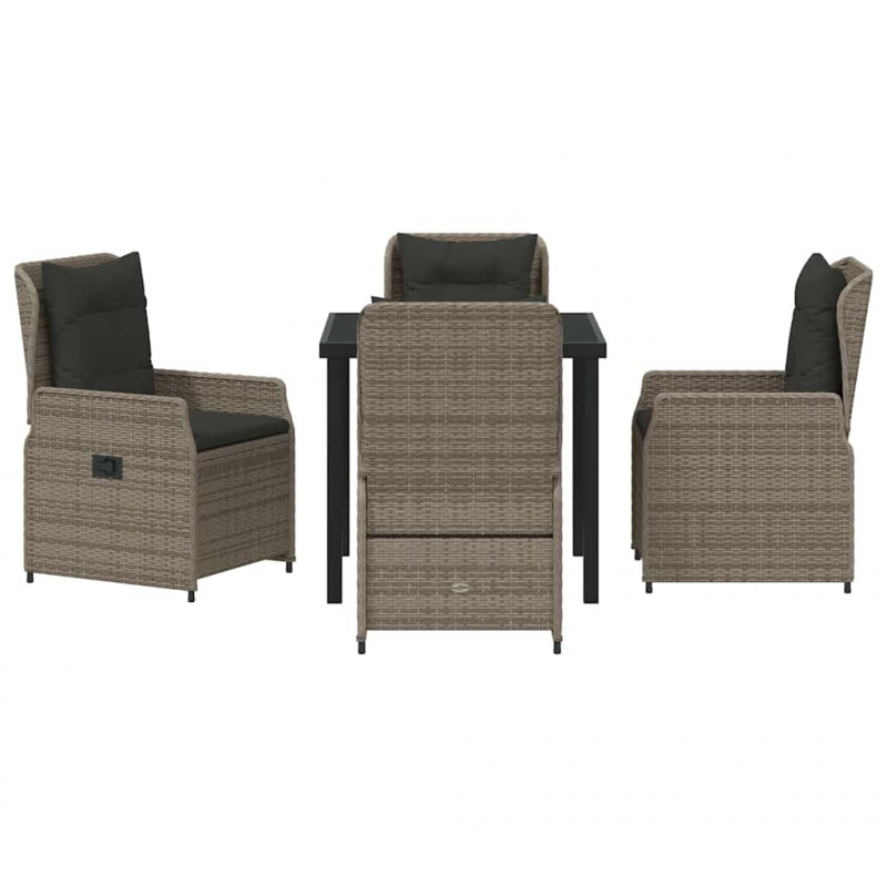 Zestaw do jadalni w ogrodzie 5 pcs Szary polirattan