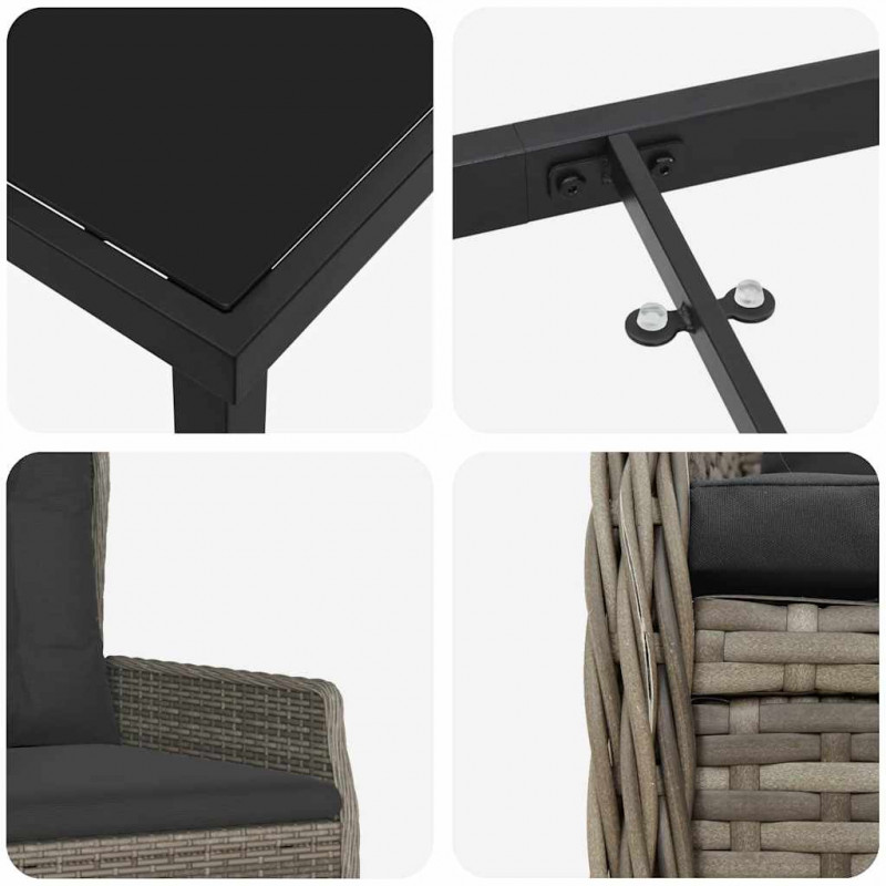 Zestaw do jadalni w ogrodzie 5 pcs Szary polirattan