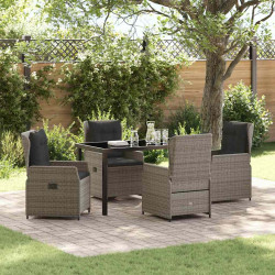 Zestaw do jadalni w ogrodzie 5 pcs Szary polirattan
