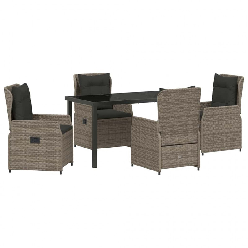 Zestaw do jadalni w ogrodzie 5 pcs Szary polirattan