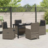 Zestaw do jadalni w ogrodzie 5 pcs Szary polirattan