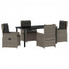 Zestaw do jadalni w ogrodzie 5 pcs Szary polirattan