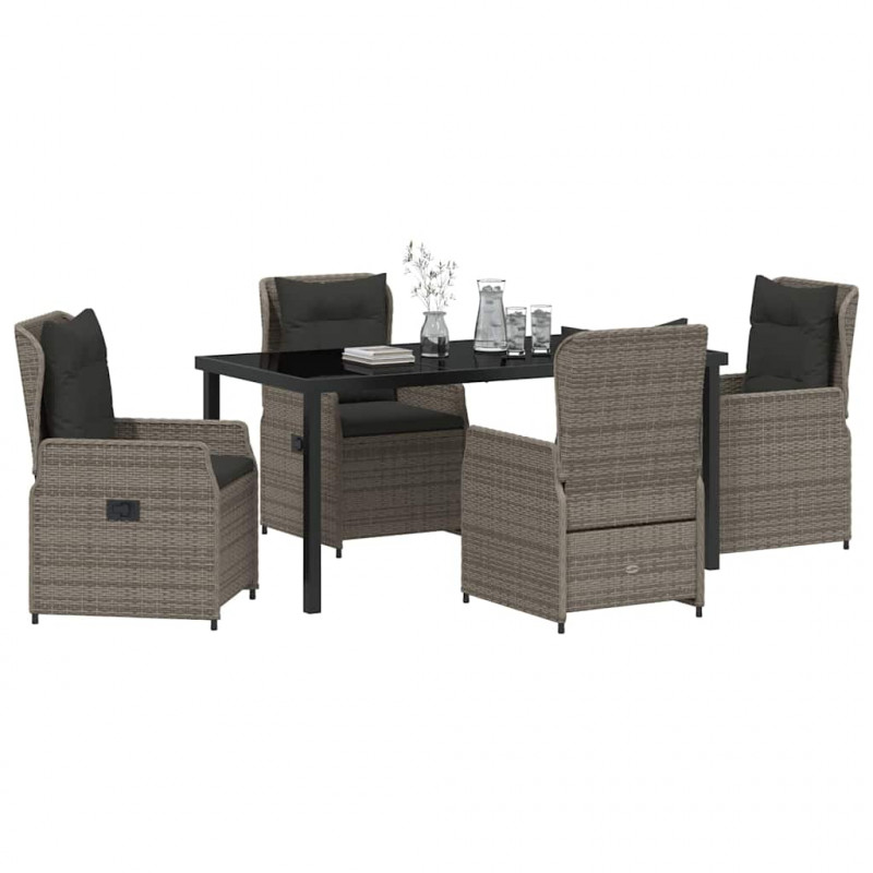 Zestaw do jadalni w ogrodzie 5 pcs Szary polirattan