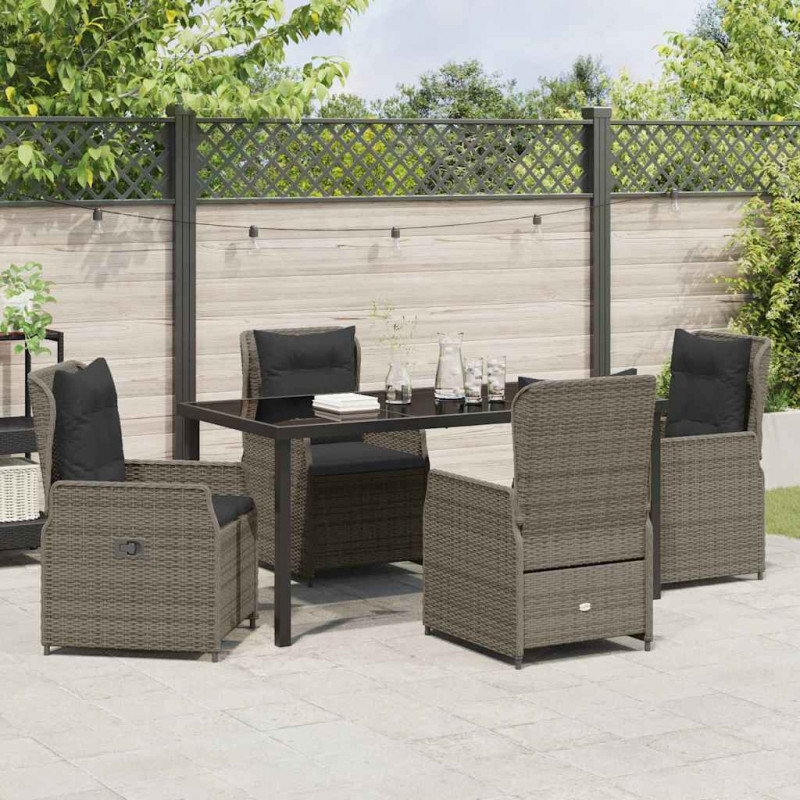 Zestaw do jadalni w ogrodzie 5 pcs Szary polirattan