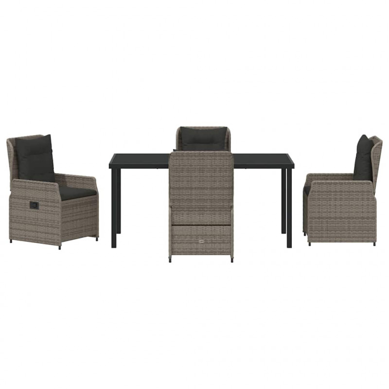 Zestaw do jadalni w ogrodzie 5 pcs Szary polirattan