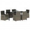 Zestaw do jadalni w ogrodzie 7 pcs Szary polirattan