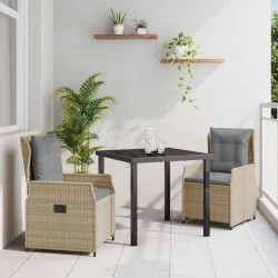 Zestaw do jadalni w ogrodzie 3 pcs Beżowy i jasnoszary